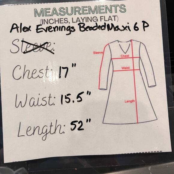 Alex Evenings Beaded Tan Maxi Dress 6P Slinky Mother of Bride New Years Glam - Picture 2 of 7